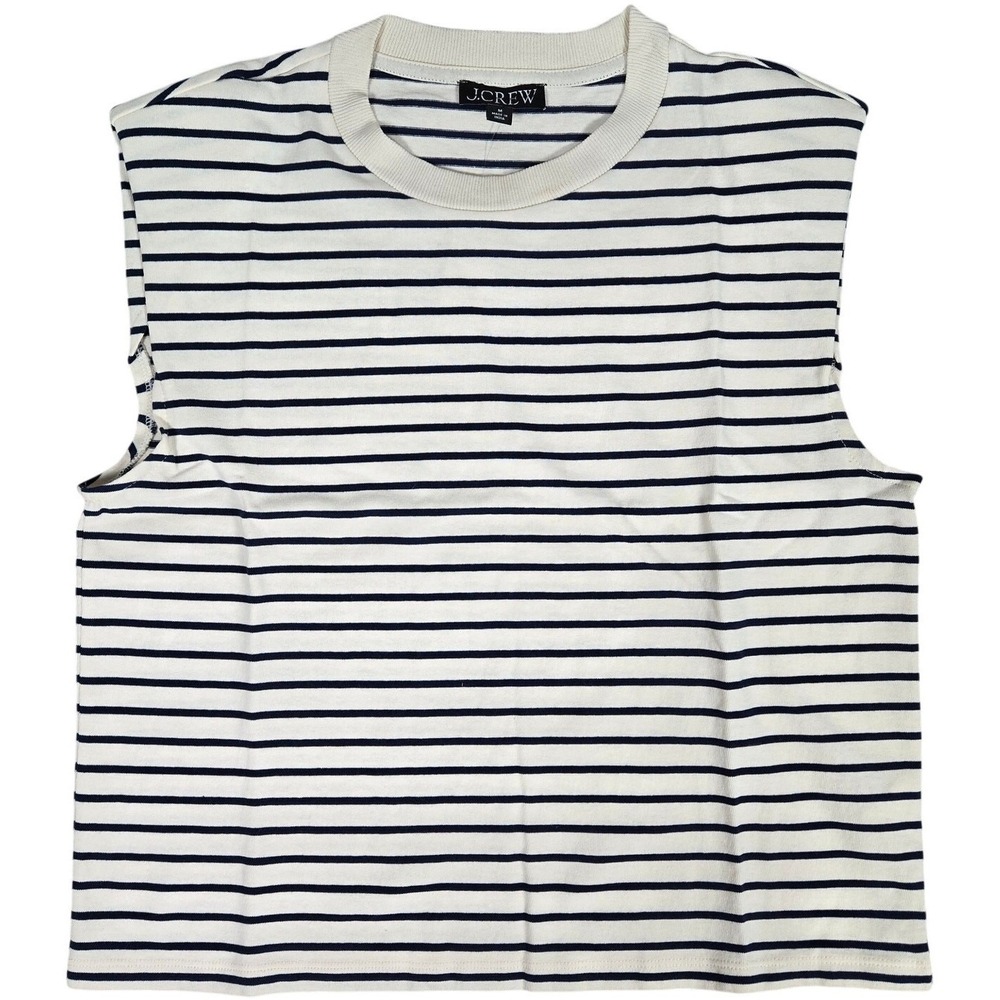 J. Crew Structured muscle T-shirt in stripe mariner‎ cotton M NWT